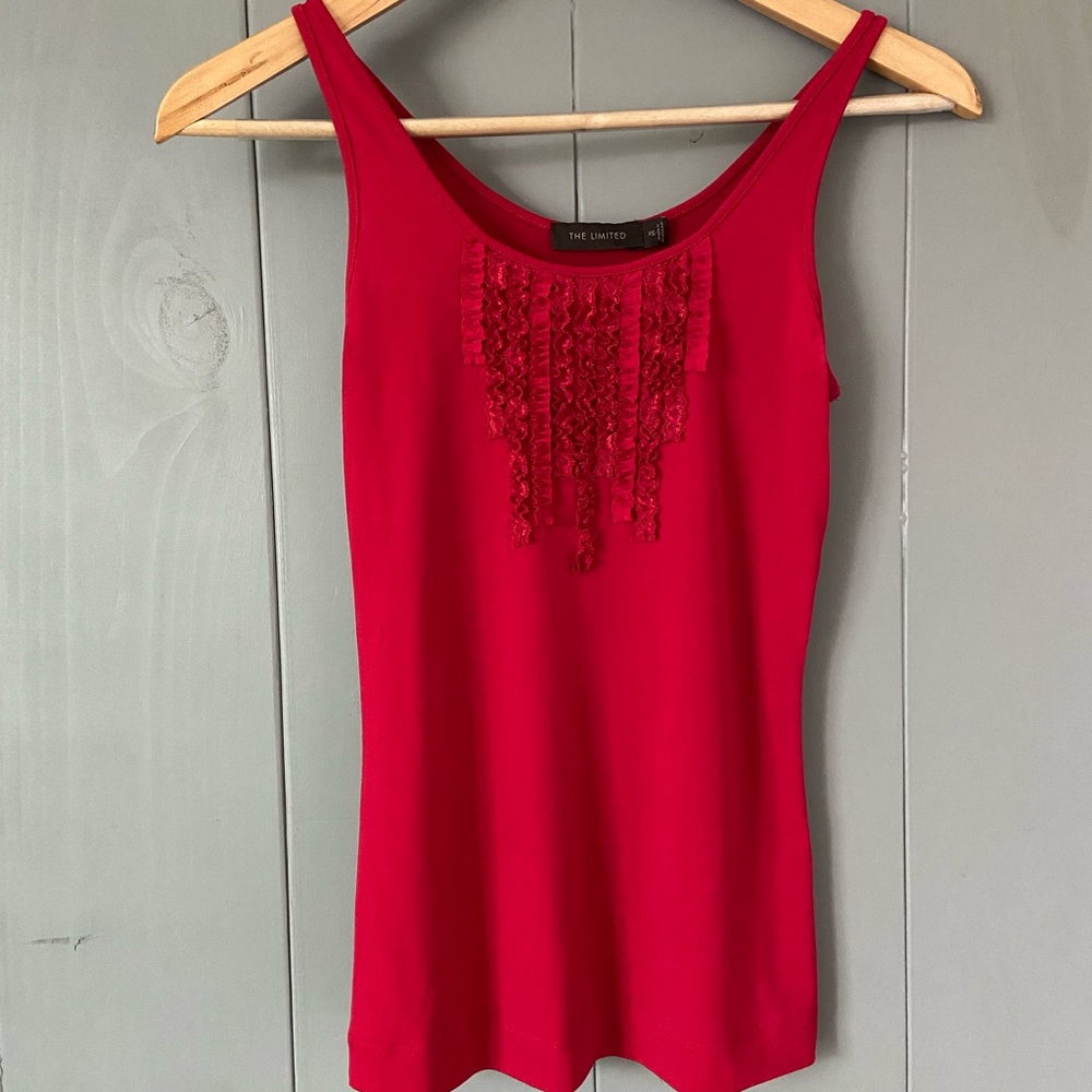 The Limited Red Ruffled Tanktop